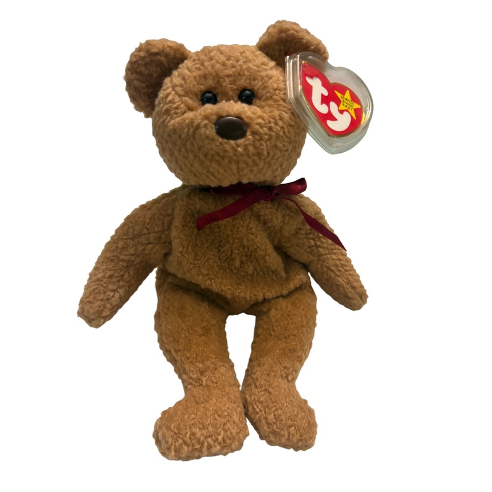 Ty Beanie Baby Curly the Bear Brown Plush 1996 Vintage Collectible 04052